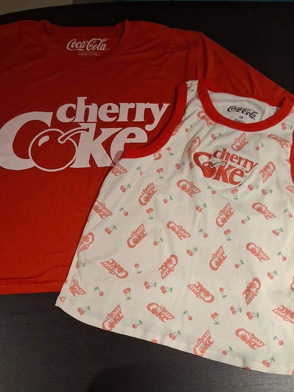 Coca Cola Cherry Coke White Pajama Top with Red Cherry Embroidery